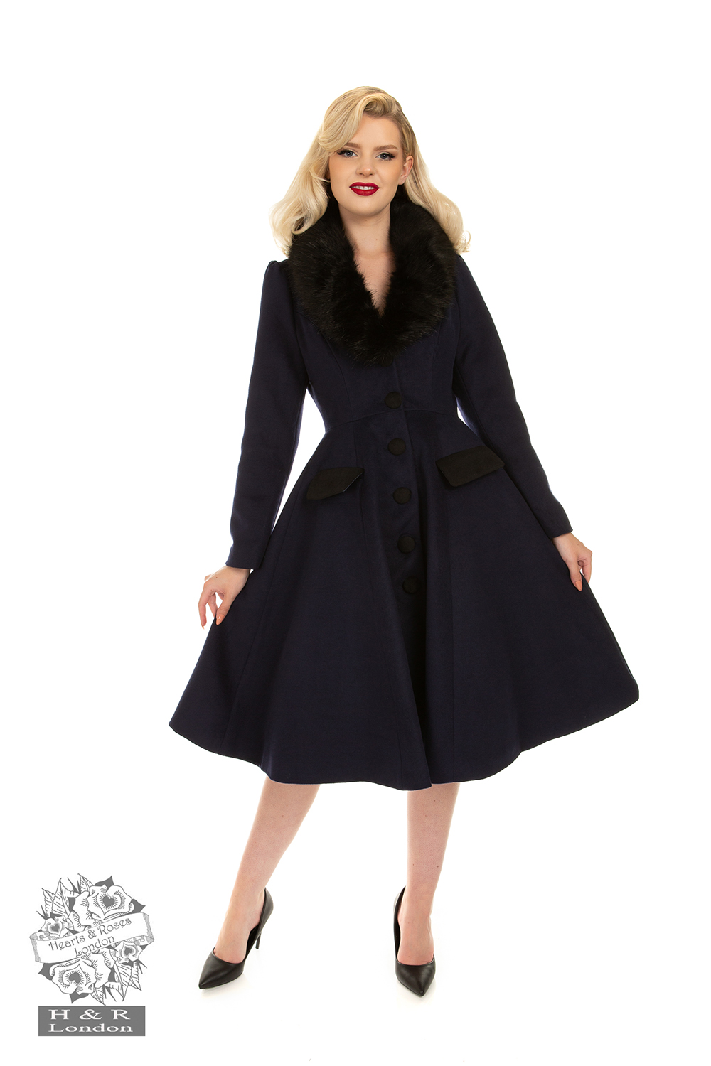 Rylee Swing Coat in Navy/Black